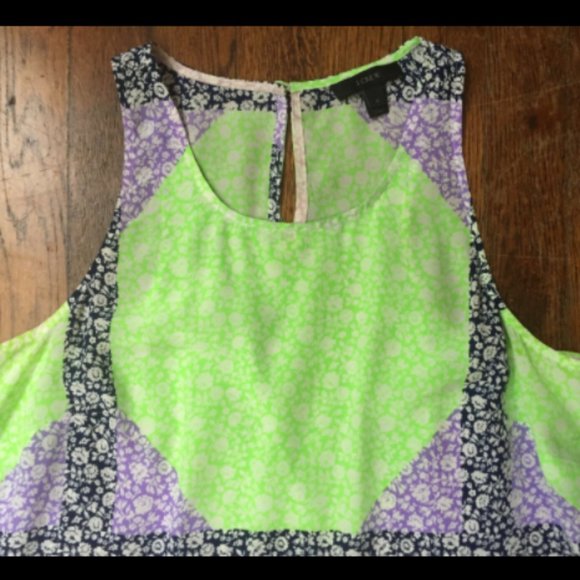 J. Crew 100% Silk Floral Colorblock Print Top - Picture 5 of 9